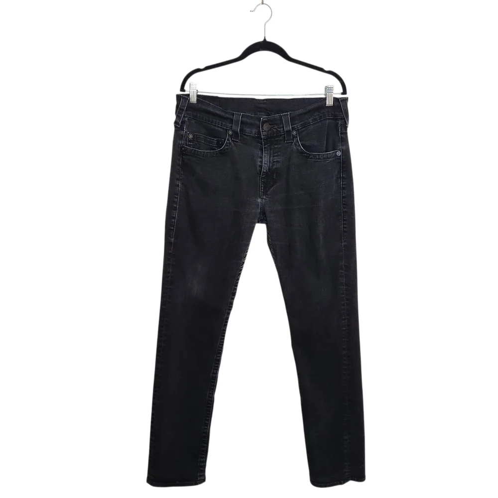 True Religion Mens Black Slim Fit Jeans Size 34